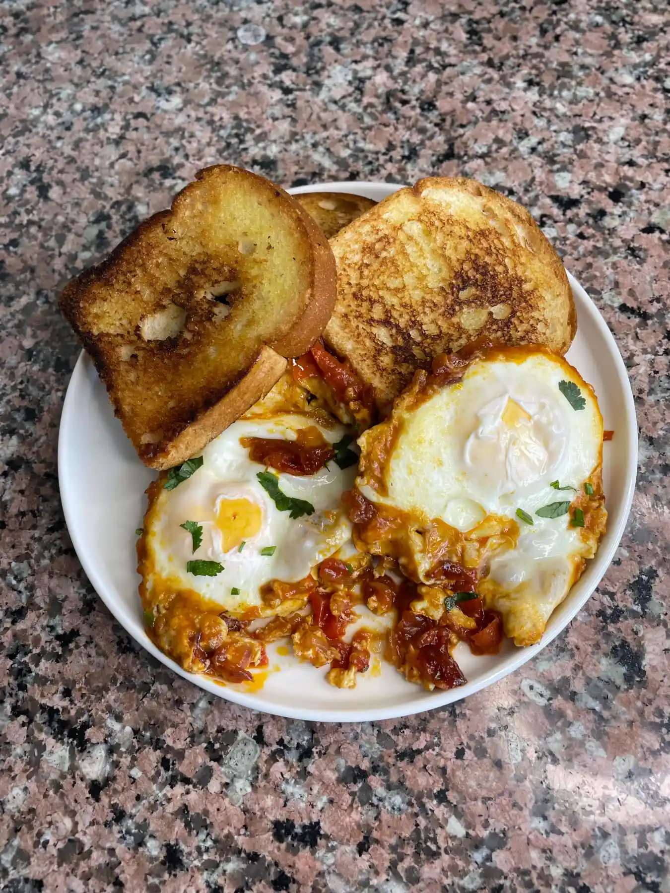 Toast and shakshouka